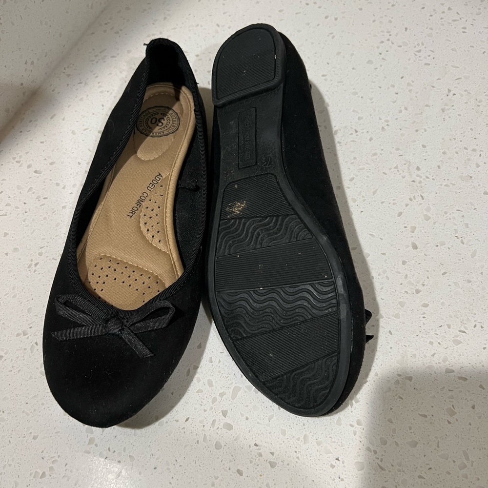 Black SO flats with bow • 7.5 - Picture 2 of 3